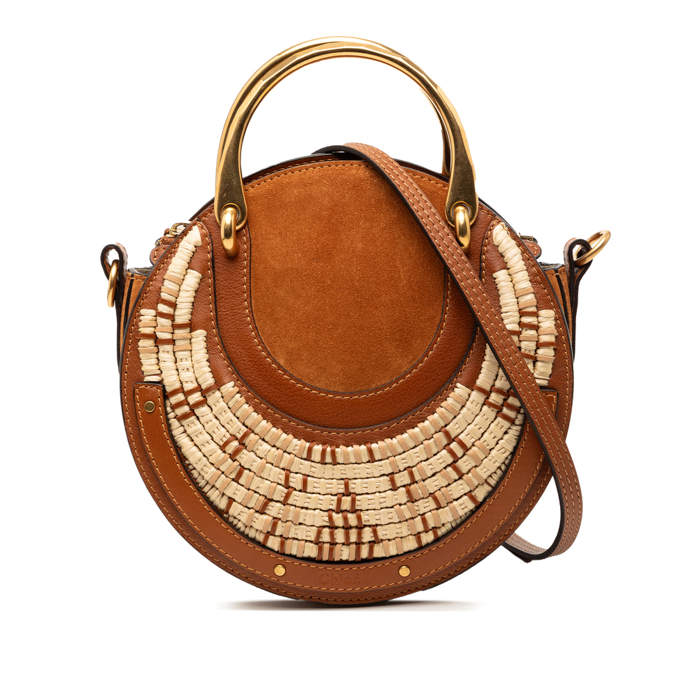 Pre-Loved Chloé Small Suede and Raffia Pixie Satchel